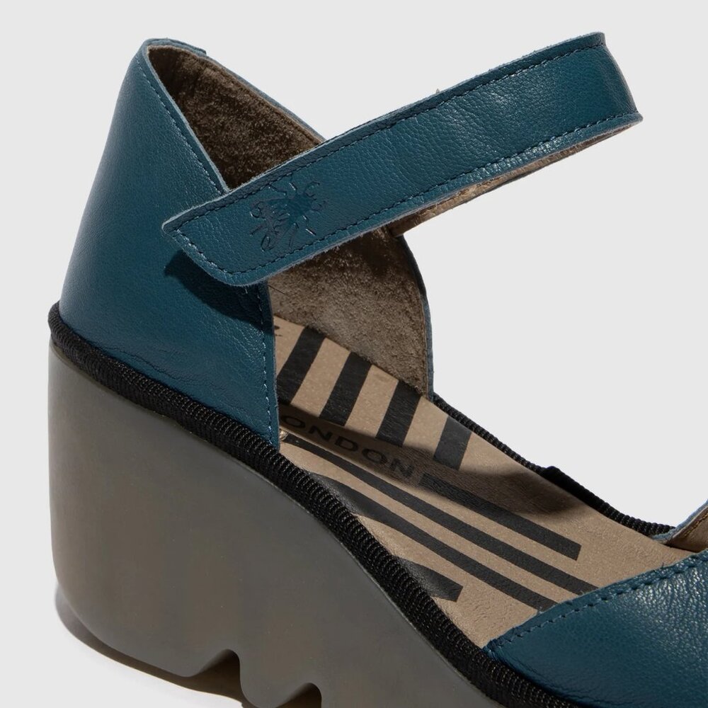 New FLY LONDON Chunky Wedge BISO Women's Shoes Petrol Ceralin Sz. 39 - Picture 6 of 9